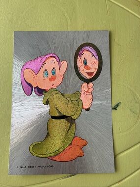 Disney Dopey Illustration with Mirror - Pink & Olive Green